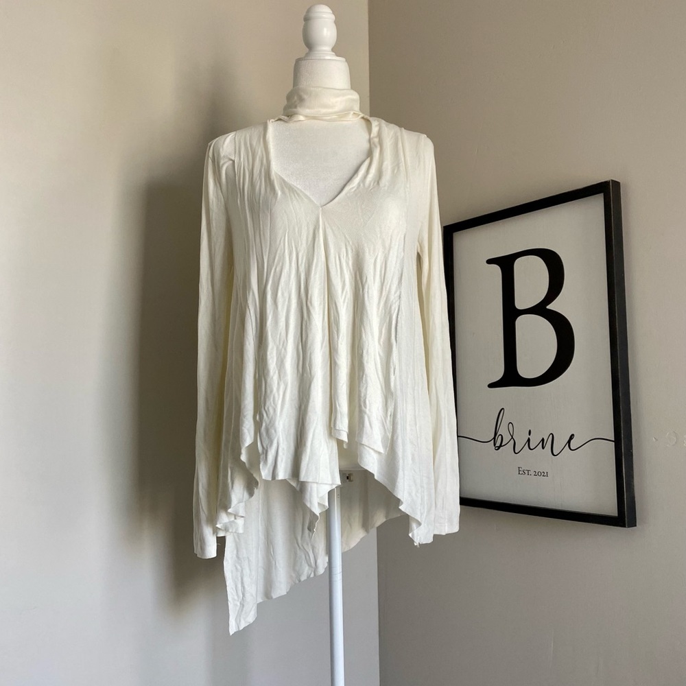 Free People White Collar Neck Long Sleeve